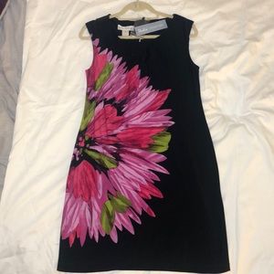 Black and Pink floral midi dress